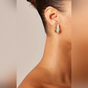 J. Crew Double hoop earrings with pavé crystals